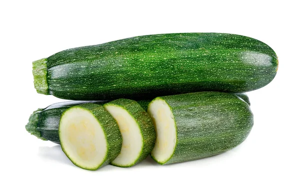 Zucchine fresche verdi isolate su fondo bianco — Foto Stock