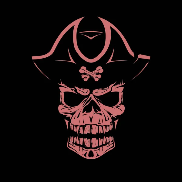 Червоний сердитий піратський череп — стоковий вектор