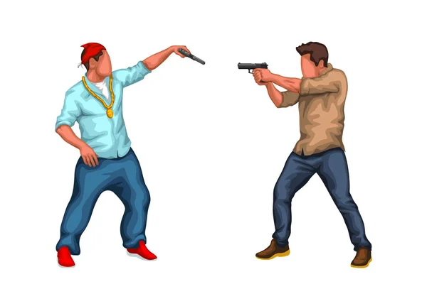 Gangster vs police — Stock Vector