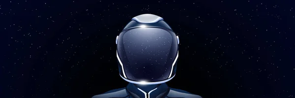 Amplia Ilustración Del Hombre Espacial Futurista Con Estrellas Reflejadas Casco — Archivo Imágenes Vectoriales