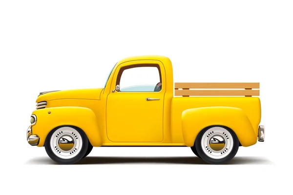 Retro giallo pick-up — Vettoriale Stock