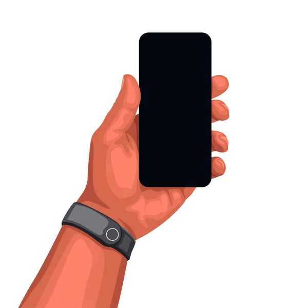 Teléfono inteligente de mano y pantalla negra — Vector de stock