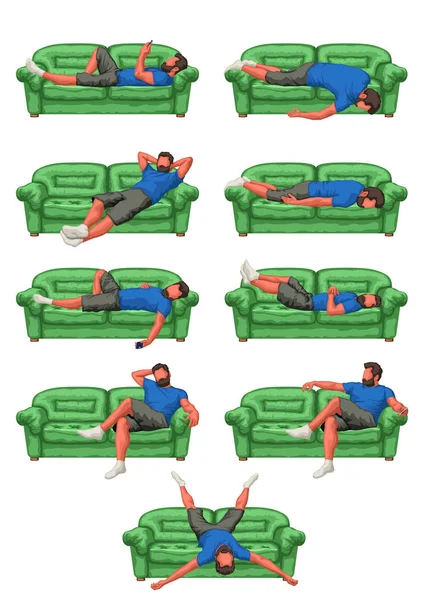 Mann am Couch-Set — Stockvektor