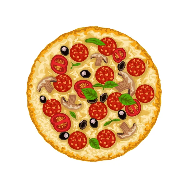 Pizza diisolasi dengan warna putih - Stok Vektor