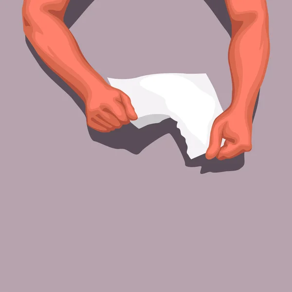 Mains déchirant du papier — Image vectorielle