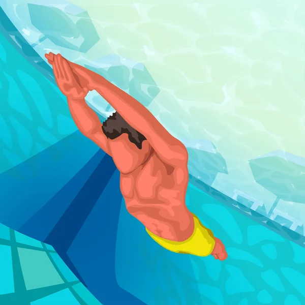 Homme nageant sous l'eau — Image vectorielle