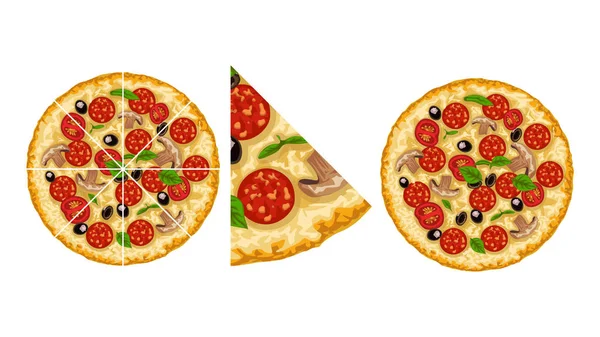Pizza în set — Vector de stoc