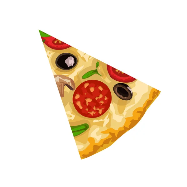 Pizza fatia vista superior — Vetor de Stock