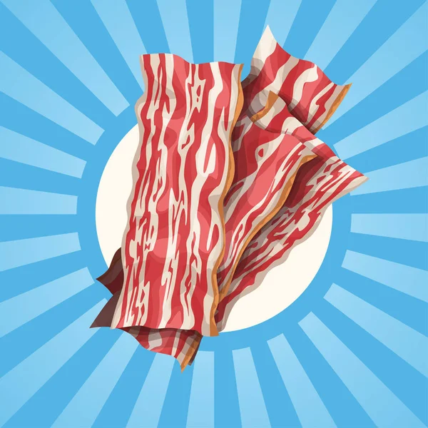 Bacon skivor på glänsande bakgrund — Stock vektor