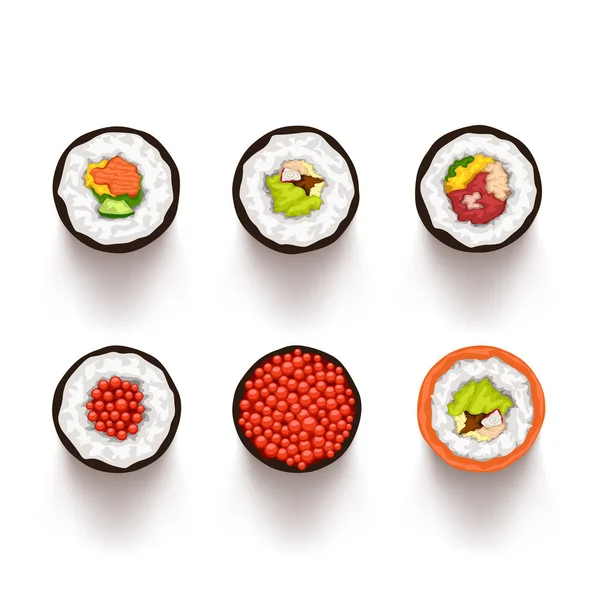 Sushi set top view - Stok Vektor