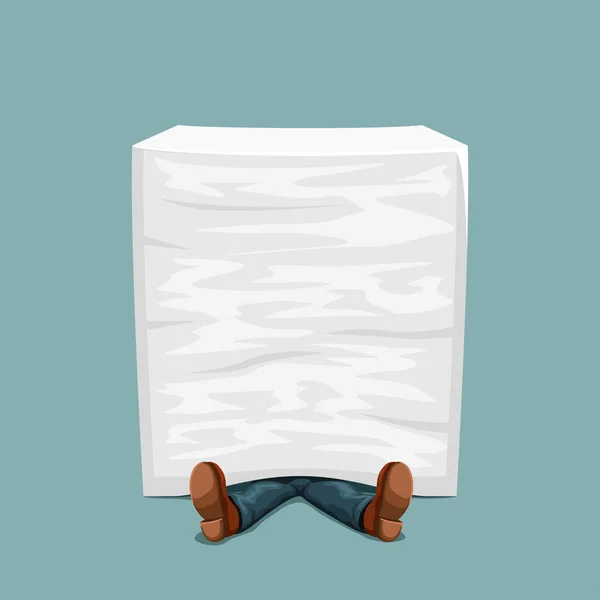 Man lying under paper stack — Stock Vector