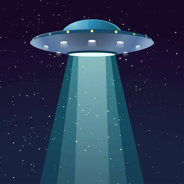 Ufo with light at night — Stock Vector