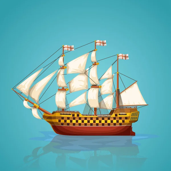 Παλιό πλοίο μπλε — Διανυσματικό Αρχείο