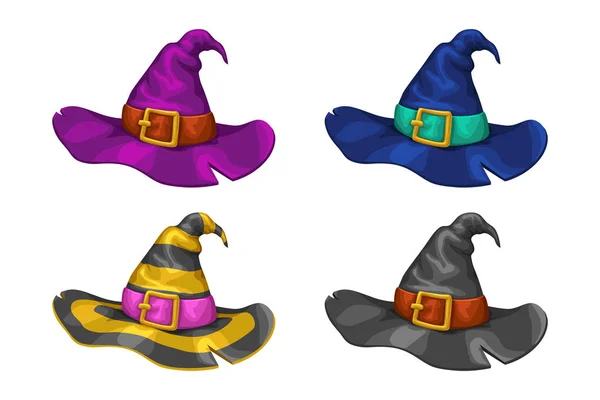 Conjunto de sombreros de bruja — Vector de stock