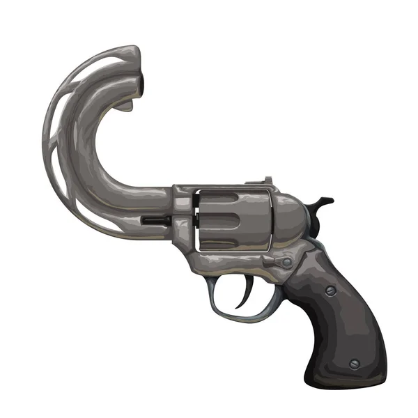 Revolver vintage avec canon incurvé — Image vectorielle