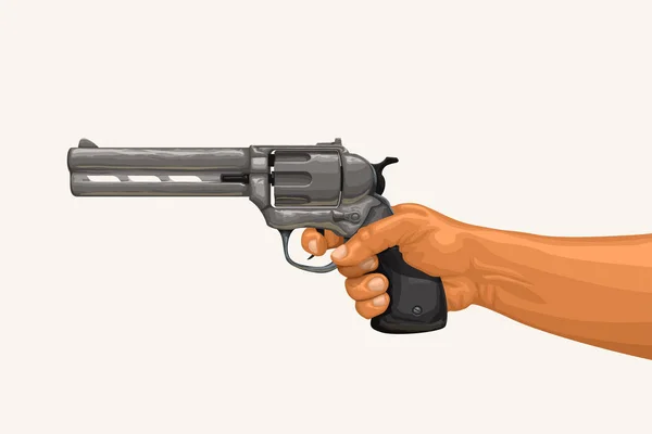 Kezében revolver fehér — Stock Vector