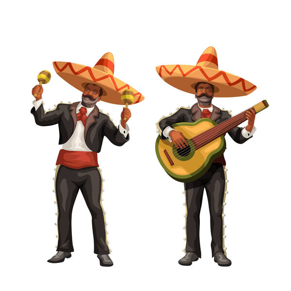 mariachi with guitar and maracas