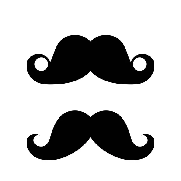 Bigode preto conjunto silhueta em branco —  Vetores de Stock