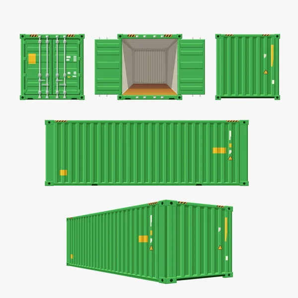 Grüner Container auf weiß — Stockvektor