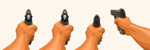 Hand vasthouden pistool ingesteld op wit — Stockvector