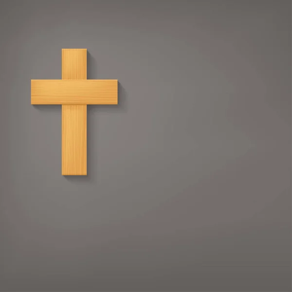 Croix en bois avec ombre sur gris — Image vectorielle
