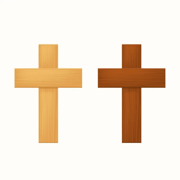 Cruces de madera sobre fondo blanco — Vector de stock