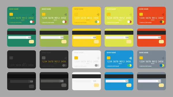 Big credit cards set isolated — Stock Vector