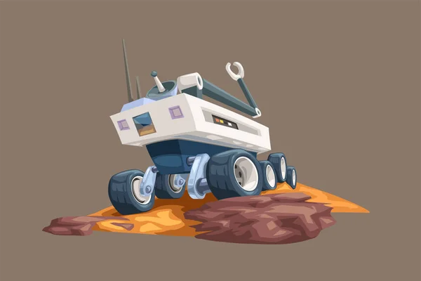 Mars rover on yellow ground — Stock Vector