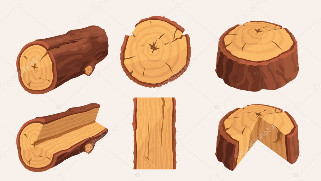 wooden materials set on white