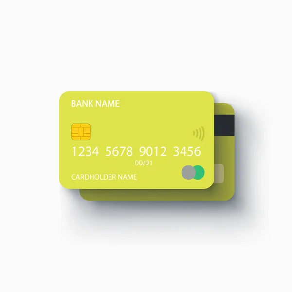 Groene plastic creditcards voor en achter — Stockvector