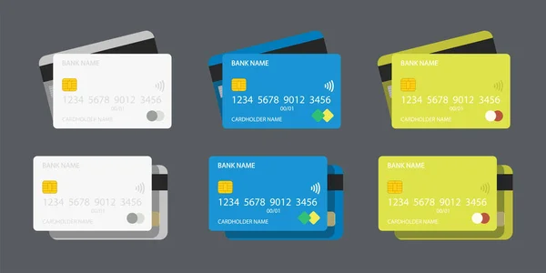 Set credit cards various colors on grey — Stock Vector