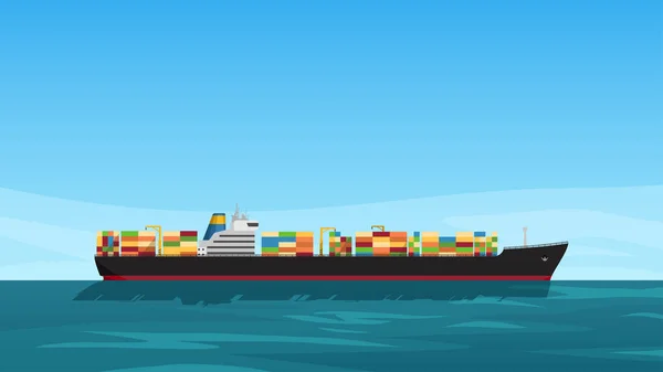 Tankschiff Seitenansicht volle Container — Stockvektor