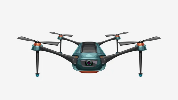 Vista frontal moderno dron colorido en blanco — Vector de stock