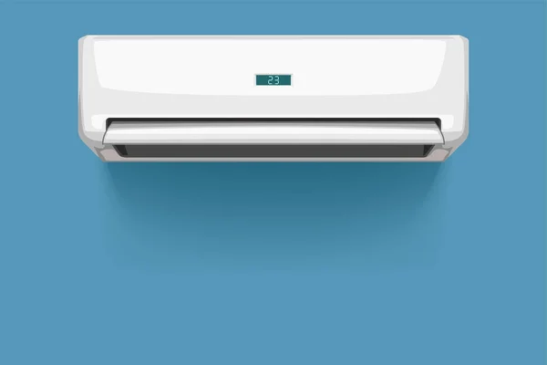 Vooraanzicht airconditioner op blauw — Stockvector