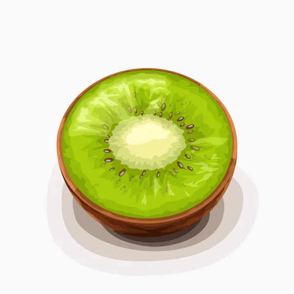 Kiwi-Frucht halb auf weißem Rücken liegend — Stockvektor