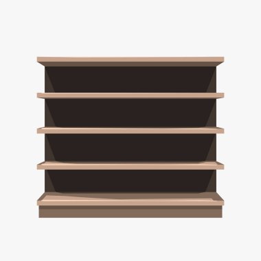 beyaz arkaplanda ticari boş kahverengi raf
