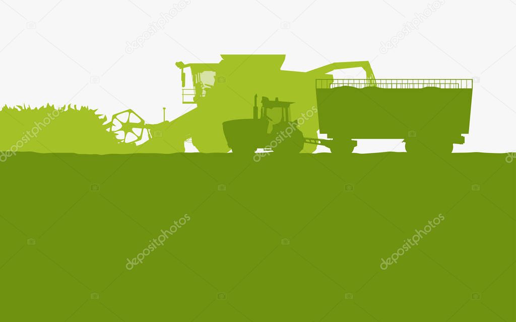 green color farm vehicles silhouettes side view