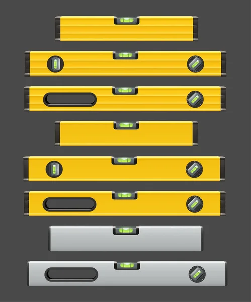 Herramientas de nivel de construcción establecidas en color gris — Vector de stock