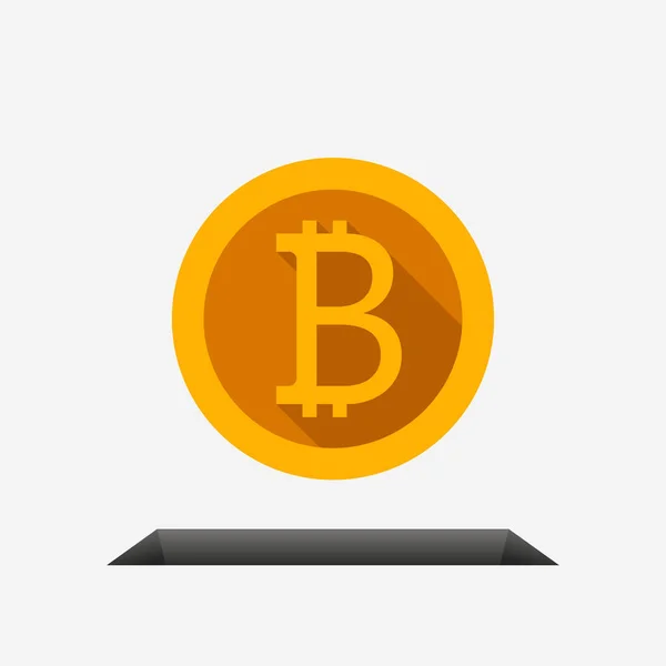 Bitcoin dorato vista frontale cadere in buco — Vettoriale Stock