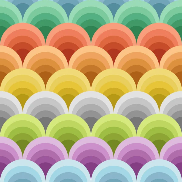 Cercles colorés design rétro dans un motif sans couture — Image vectorielle