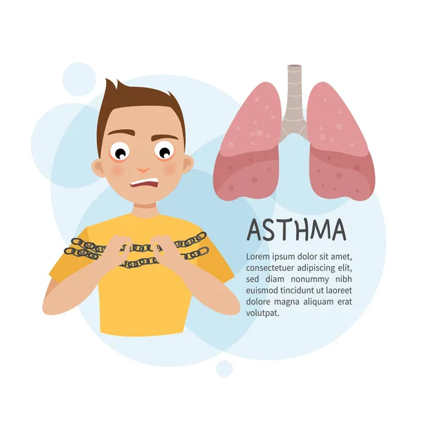Illustration of a boy with shortness of breath. Template for medical brochures, magazines, posters. Diseases of the lungs — Stock Illustration Illustration Boy Shortness Breath Template Medical Brochures Magazines Posters Diseases Royalty Free Stock Illustrations