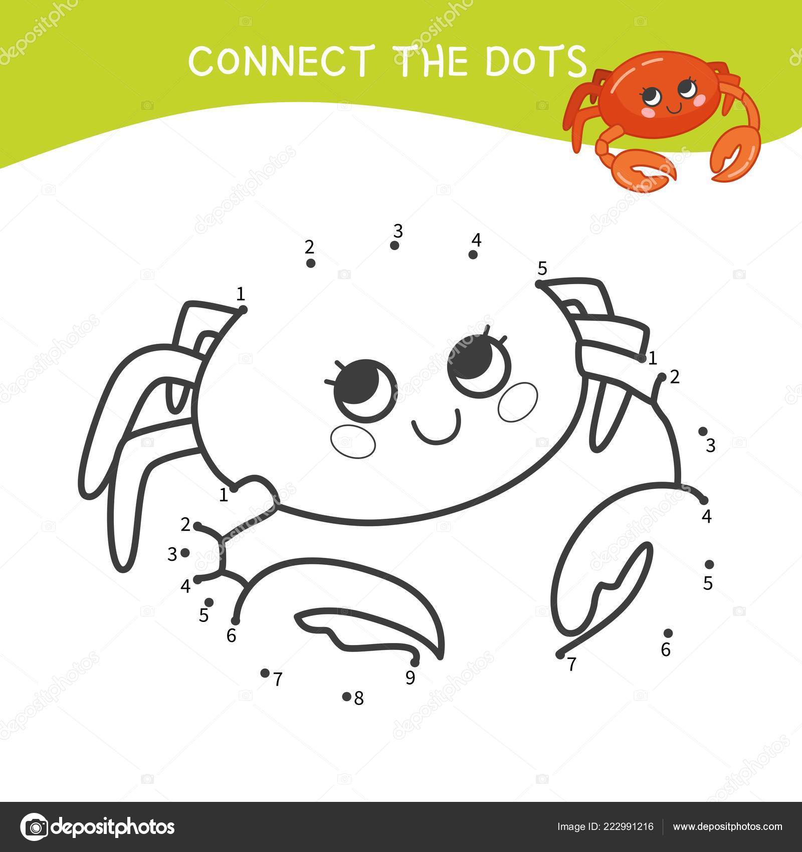 Educational Game Kids Dot Dot Game Children Cartoon Crab Stock Vector Image By C Igdeevaalena