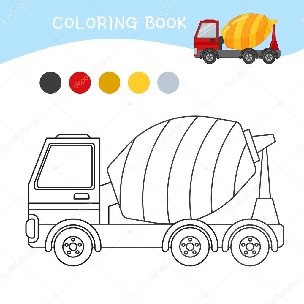 Coloring Book For Children Cartoon Concrete Mixer Premium Vector In Adobe Illustrator Ai Ai Format Encapsulated Postscript Eps Eps Format