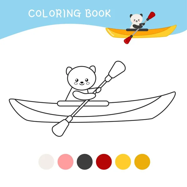Coloring book for children. Cartoon kayak.
