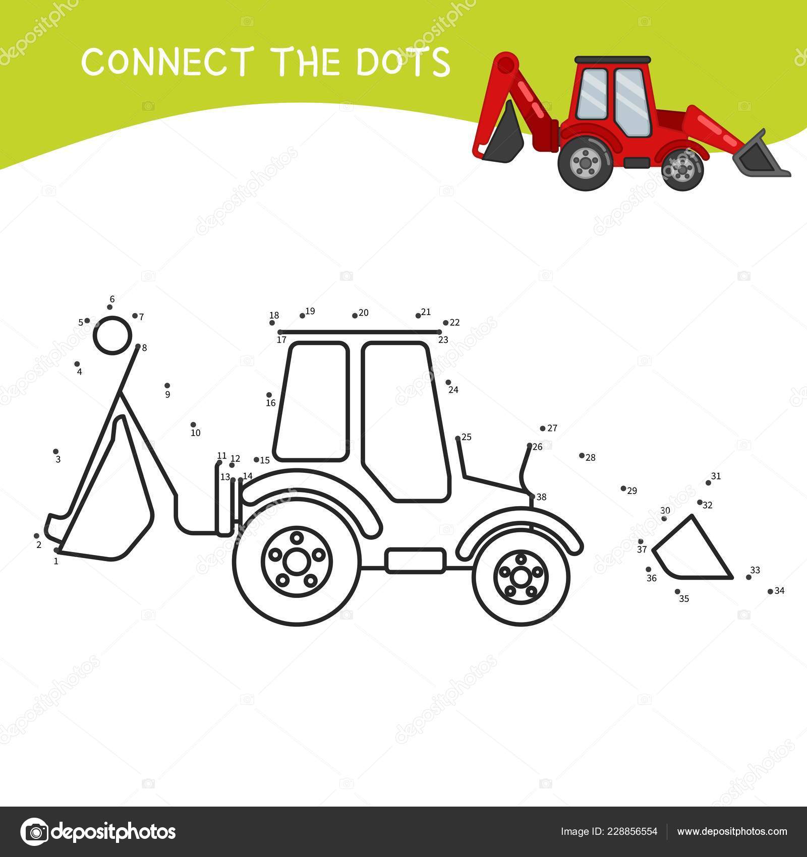 Educational Game Kids Dot Dot Game Children Cartoon Construction Equipment Stock Vector Image By C Igdeevaalena