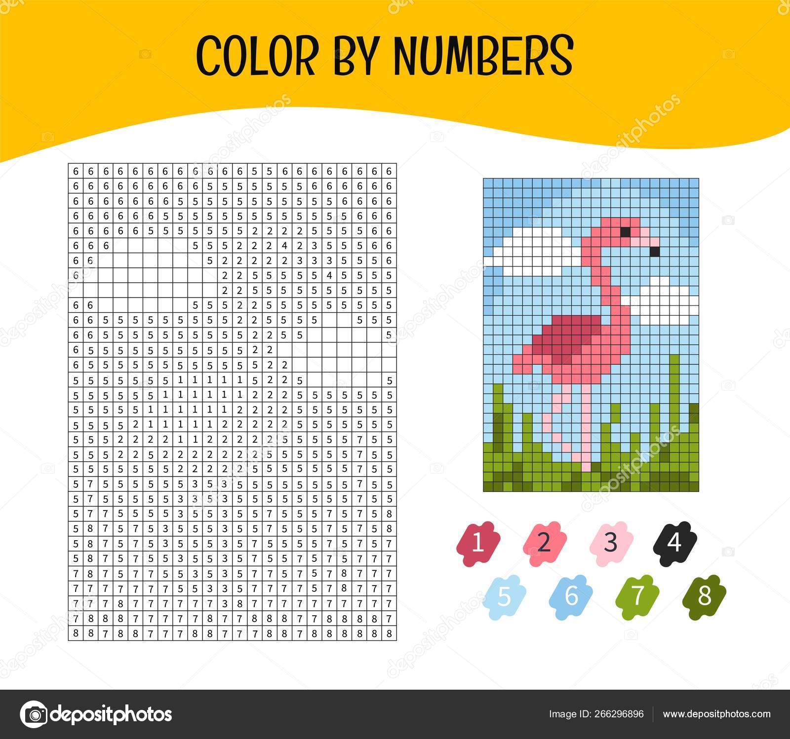 Download Coloring Book Children Color Number Vector Illustration Cartoon Flamingo Vector Image By C Igdeevaalena Vector Stock 266296896