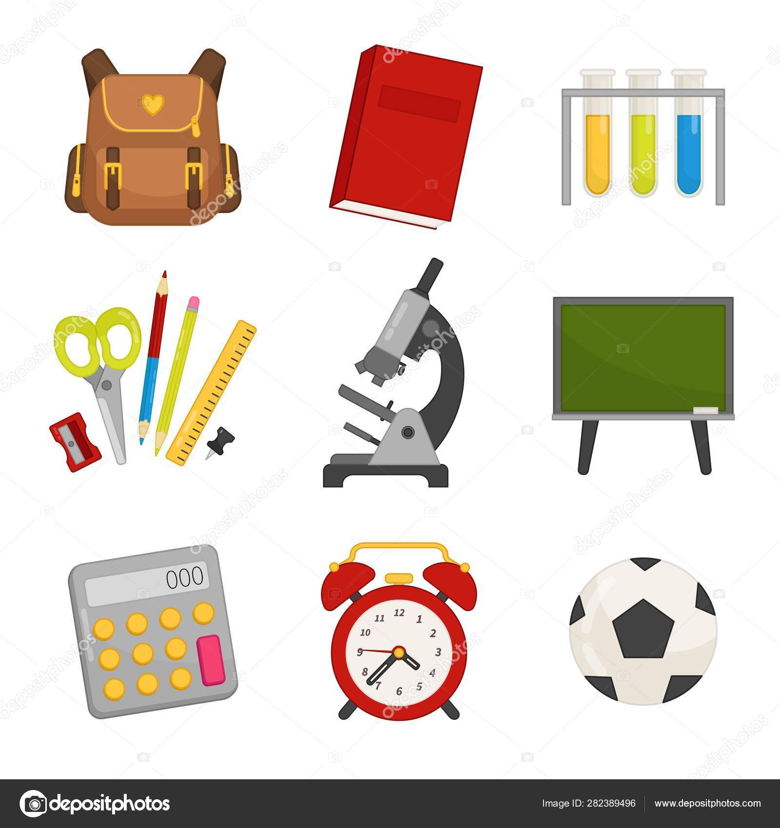 Vektor Set Ikon Sekolah Kembali Sekolah Set Gambar Kartun Stok Vektor IgdeevaAlena 282389496