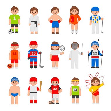 Vector set of different sportsmans in cartoon style. vector