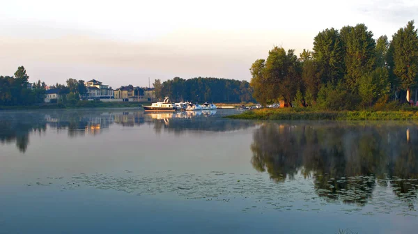 Paisaje Con Lago Árboles — Foto de Stock