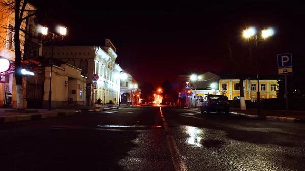 Gece Sokak Işık Güzel Kasaba Mimari Yol City Sokakta — Stok fotoğraf